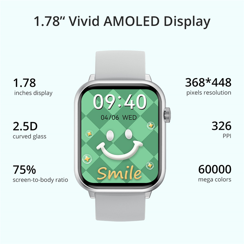 COLMi C80 Smartwatch 1,78 tommer 368×448 AMOLED-skjerm Alltid på skjerm 100+ sportsmodeller Smart Watch1 (10)