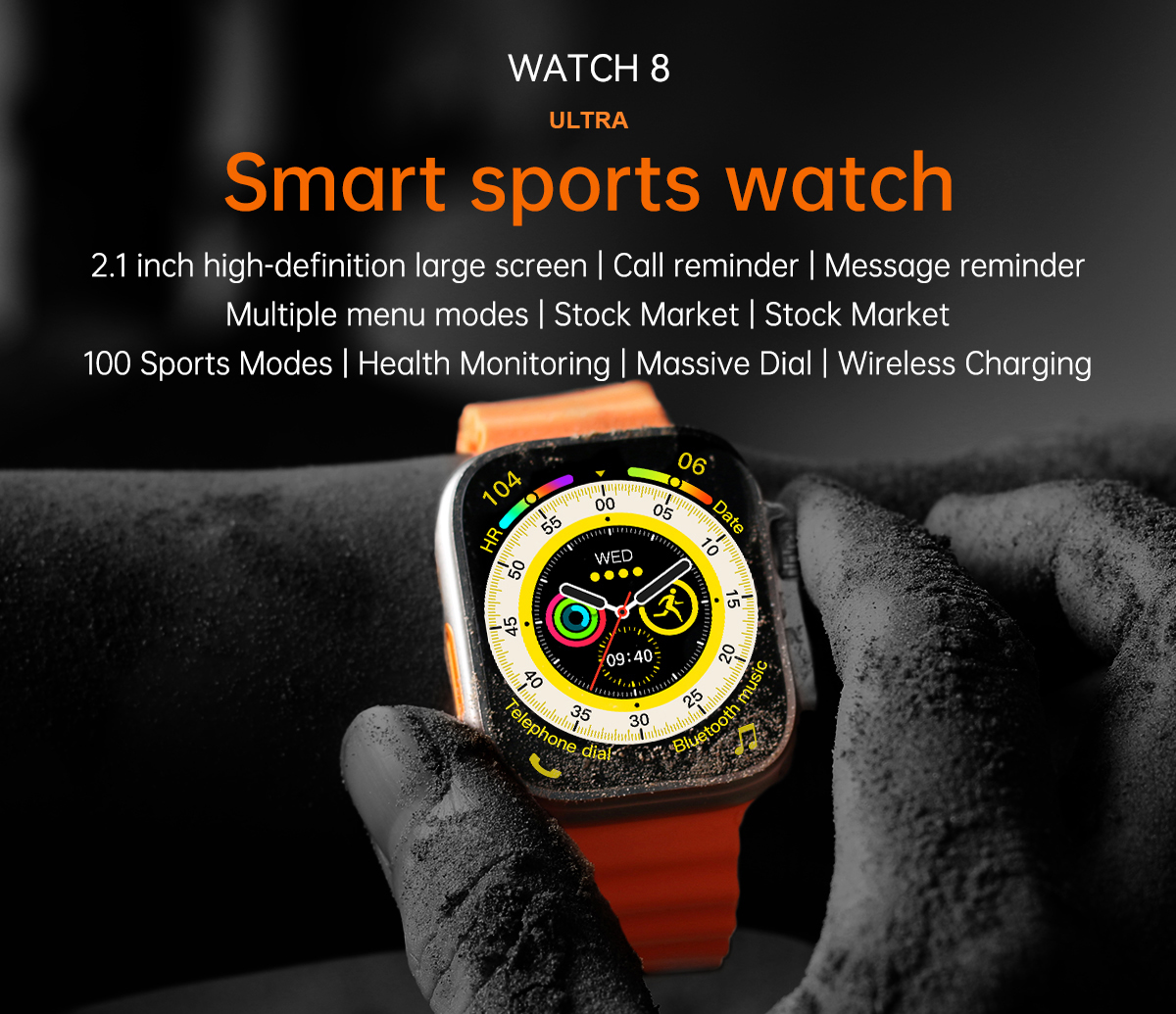 S8 Ultra Smartwatch Series 8 2.1 HD дэлгэц NFC дуудлагад хариулах утасгүй цэнэглэдэг эрэгтэй ухаалаг цаг PK hk8 PRO DT8 Max h11 (1)