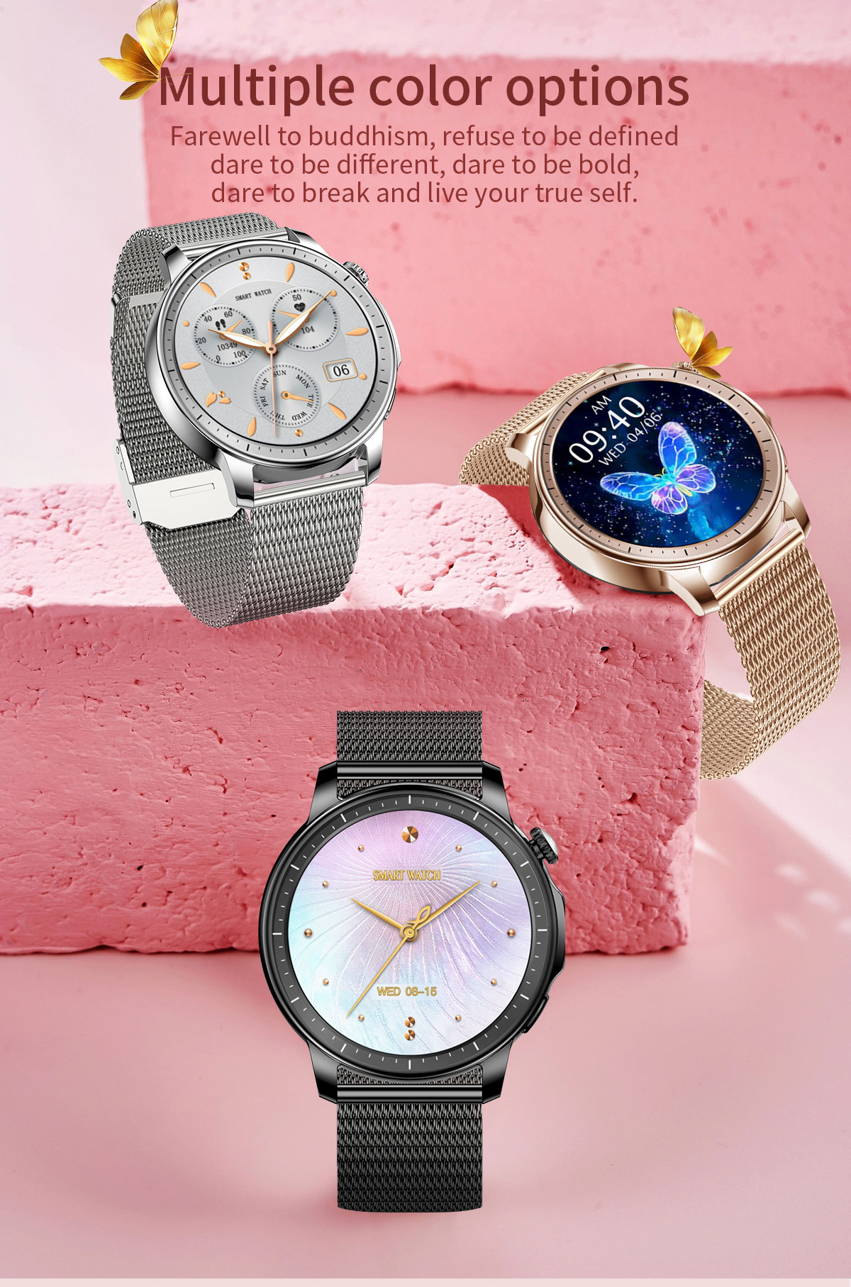 V65 Smartwatch 1.32 "AMOLED Ekran Kadınlar İçin Moda Unisex Akıllı Saat