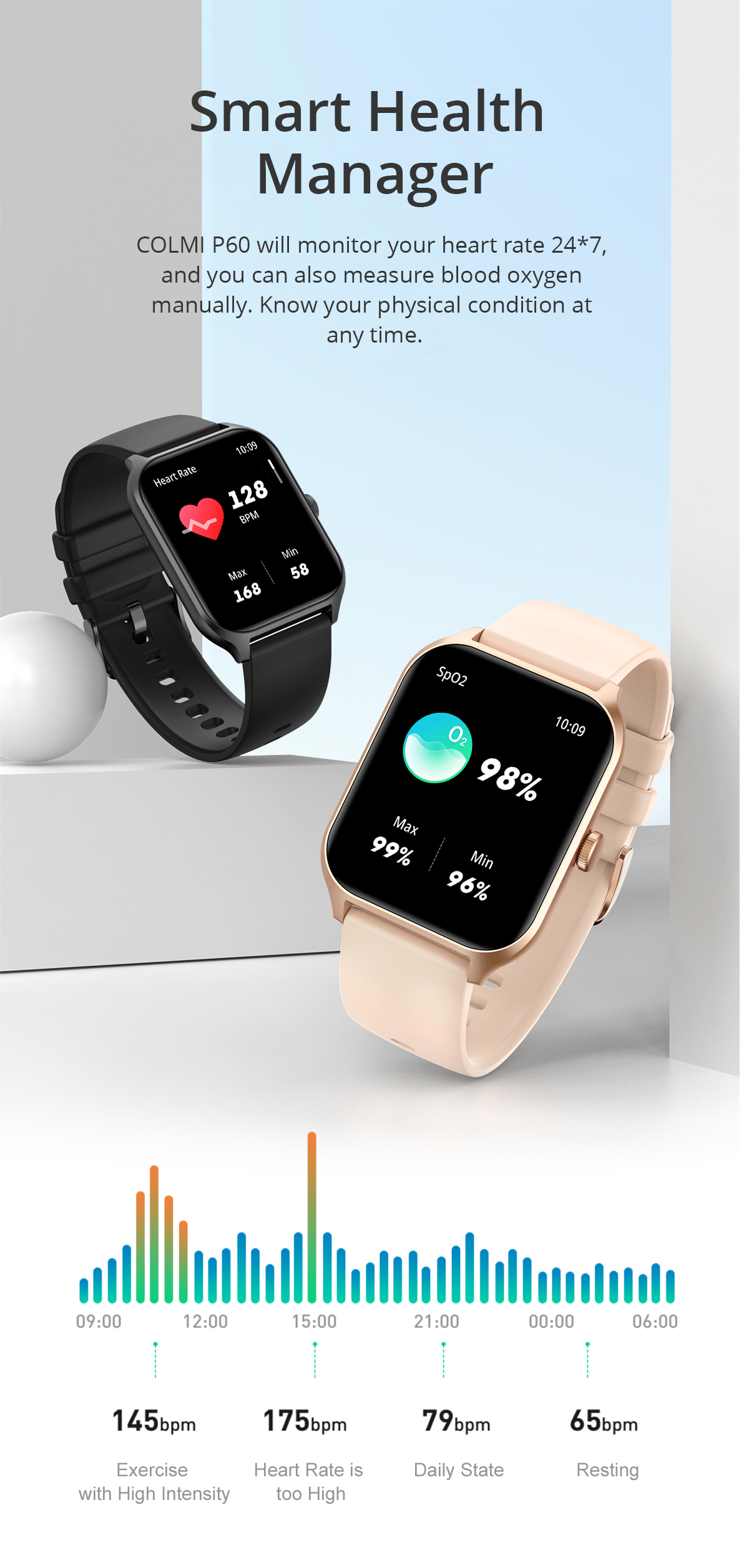 P60 Smartwatch 1.96" HD Screen Bluetooth Calling 100+ Sport Models Smart Watch